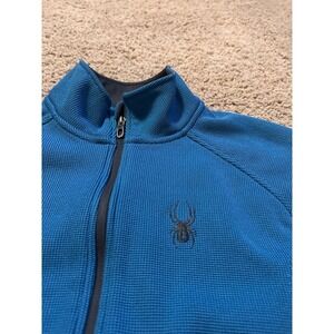 Men's  SPYDER JACKET blue  & grey logo 1/2 zip up with zip pockets  Size medium